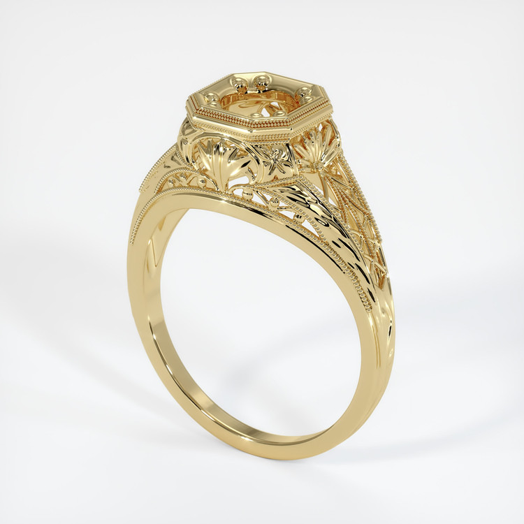 14K Yellow Gold Antique Style Ring Setting