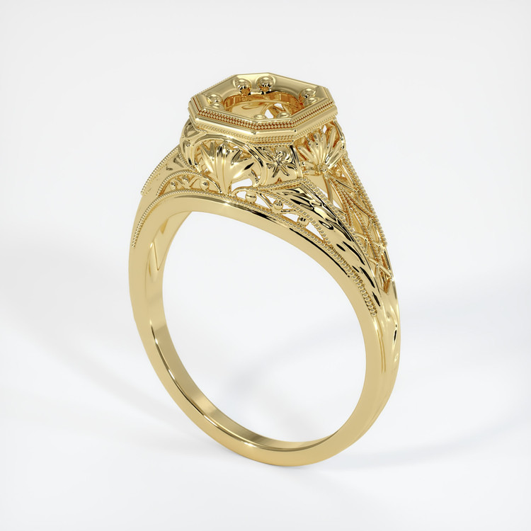 18K Yellow Gold Antique Style Ring Setting