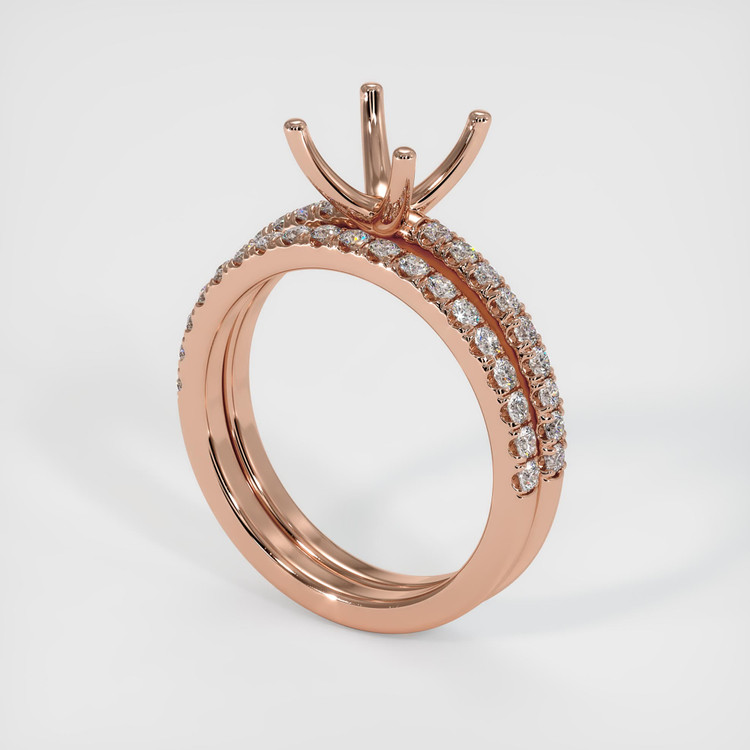 14K Rose Gold Pave Ring Setting