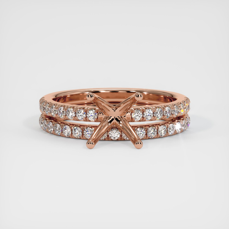 14K Rose Gold Pave Ring Setting