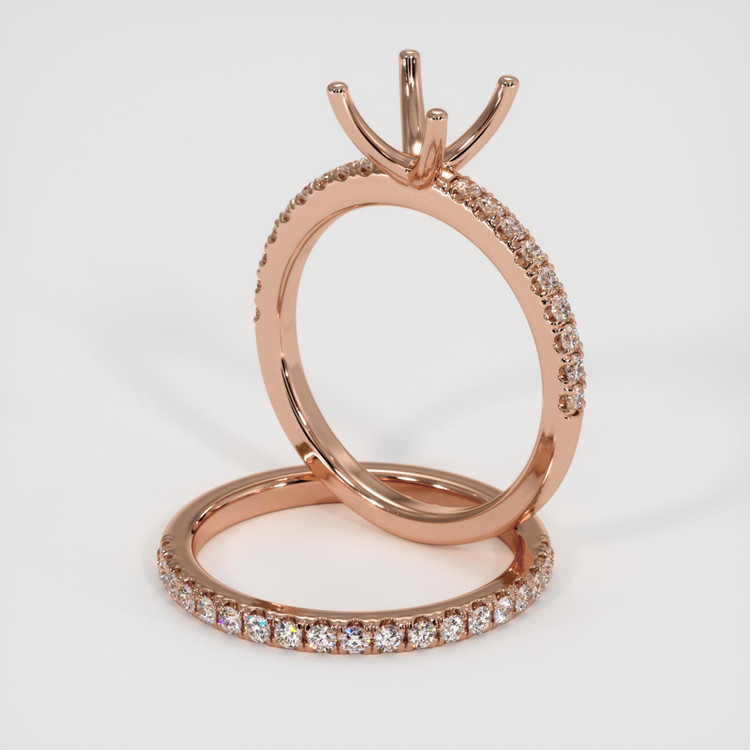 14K Rose Gold Pave Ring Setting