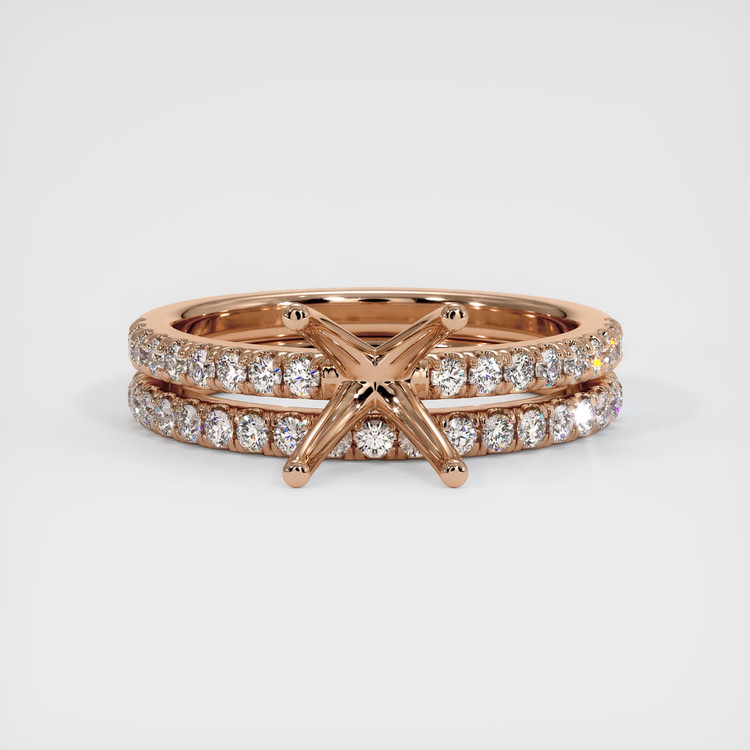 18K Rose Gold Pave Ring Setting