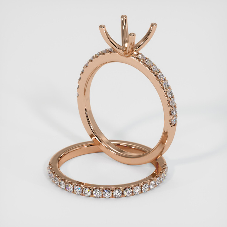 18K Rose Gold Pave Ring Setting