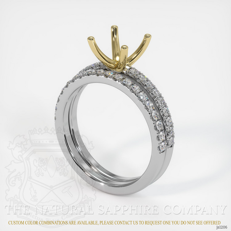 14K Yellow & White Pave Ring Setting