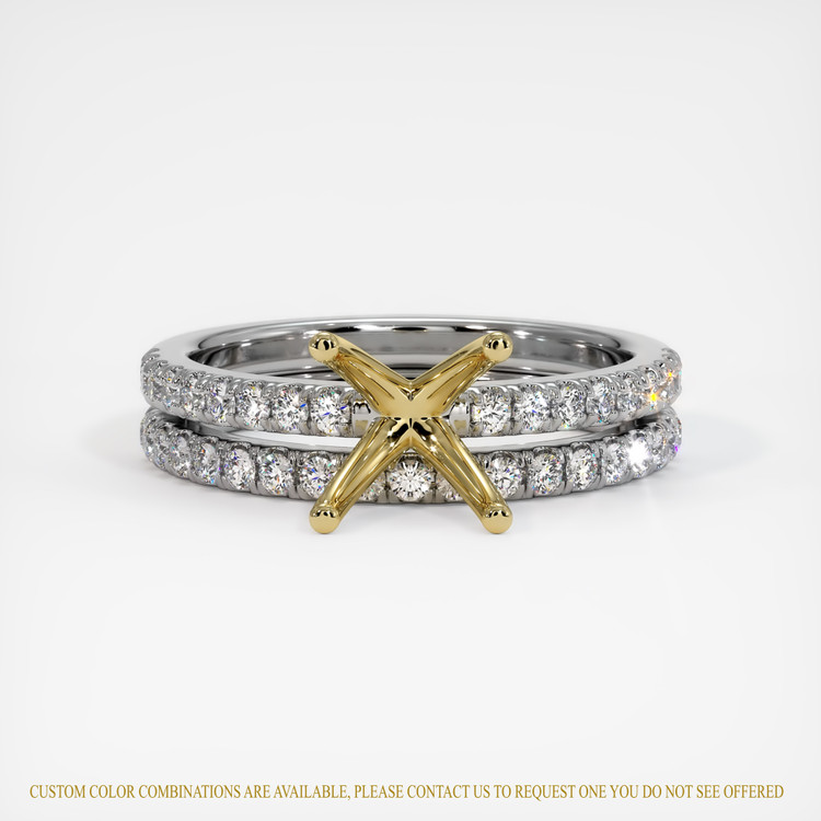 14K Yellow & White Pave Ring Setting