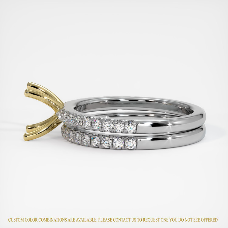 14K Yellow & White Pave Ring Setting
