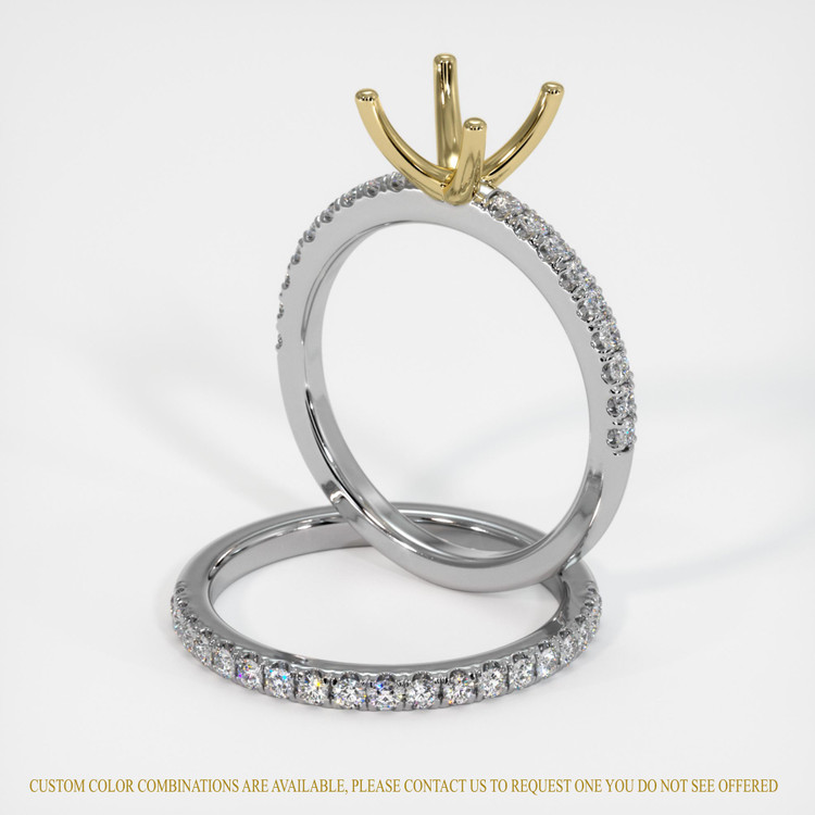 14K Yellow & White Pave Ring Setting