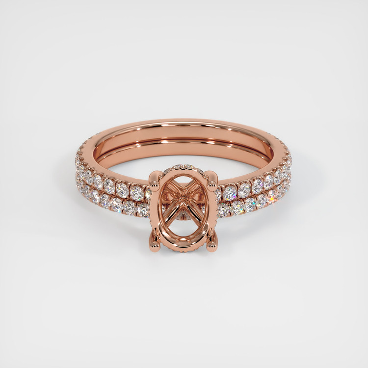 14K Rose Gold Pave Ring Setting
