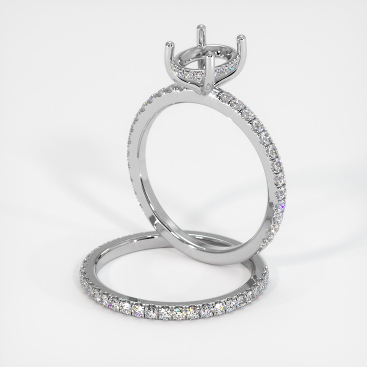 14K White Gold Pave Ring Setting