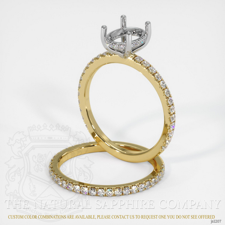 14K White & Yellow Pave Ring Setting