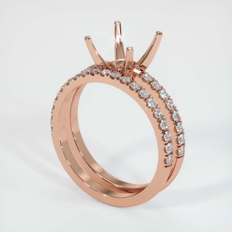 14K Rose Gold Pave Ring Setting