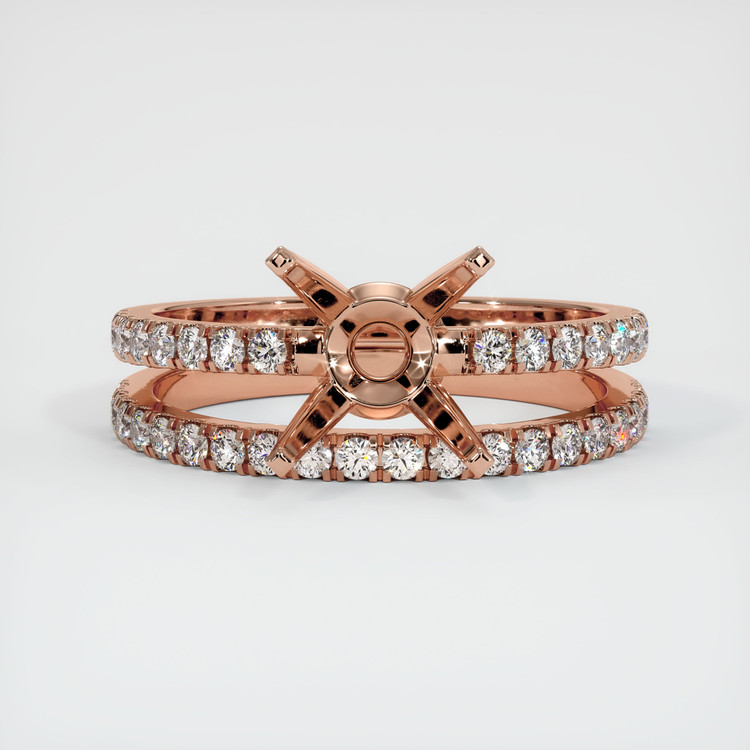 14K Rose Gold Pave Ring Setting