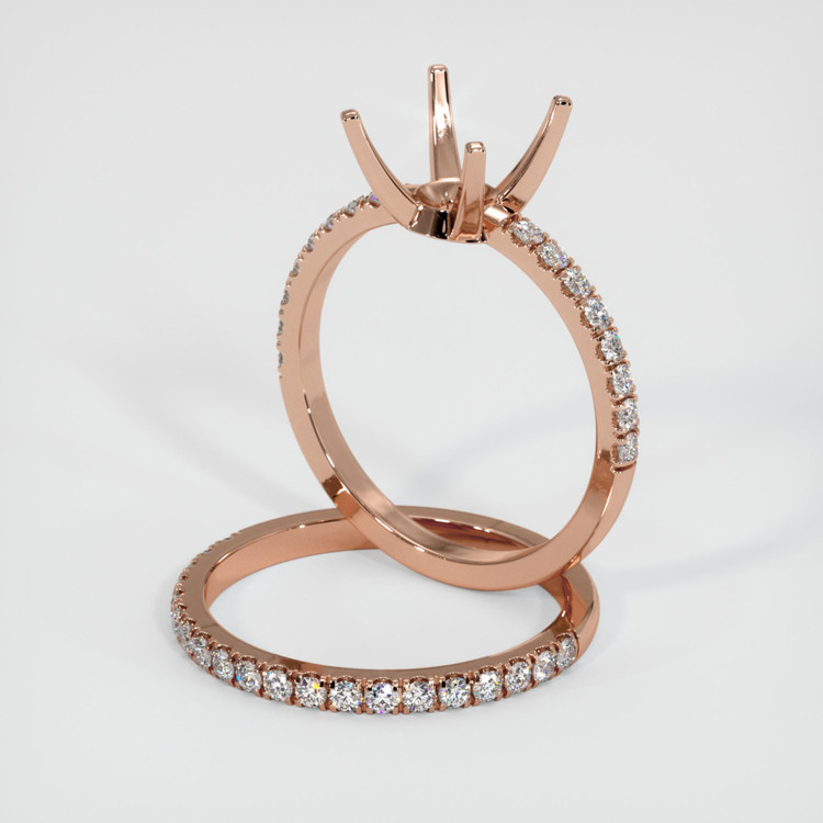 14K Rose Gold Pave Ring Setting