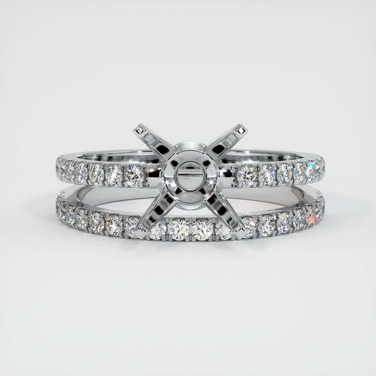 14K White Gold Pave Ring Setting