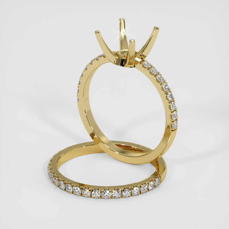 14K Yellow Gold Pave Ring Setting