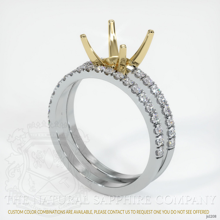 14K Yellow & White Pave Ring Setting