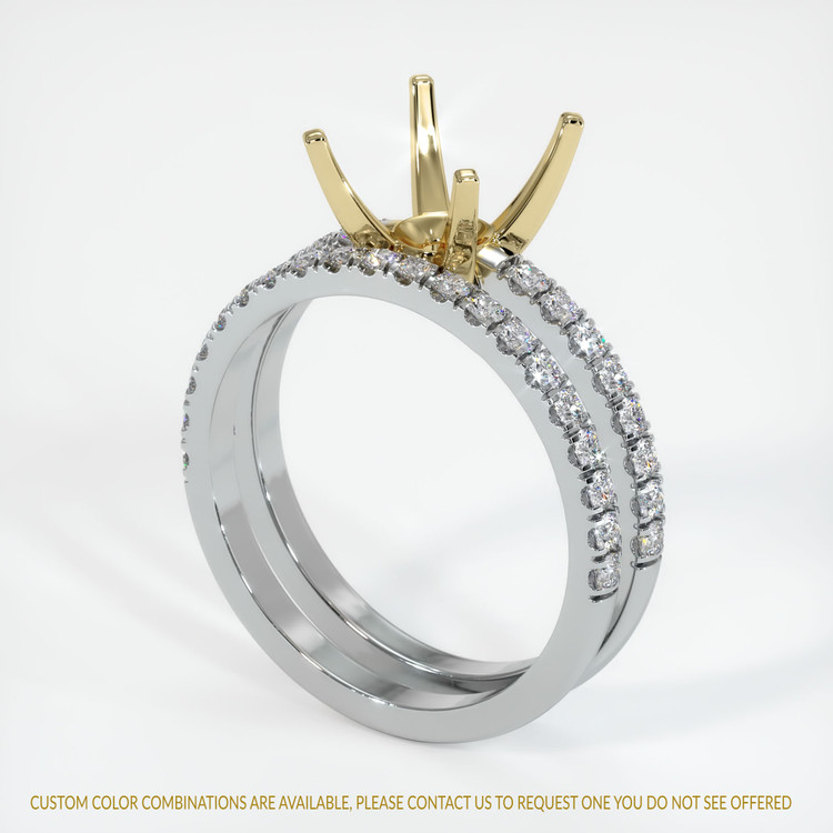 14K Yellow & White Pave Ring Setting