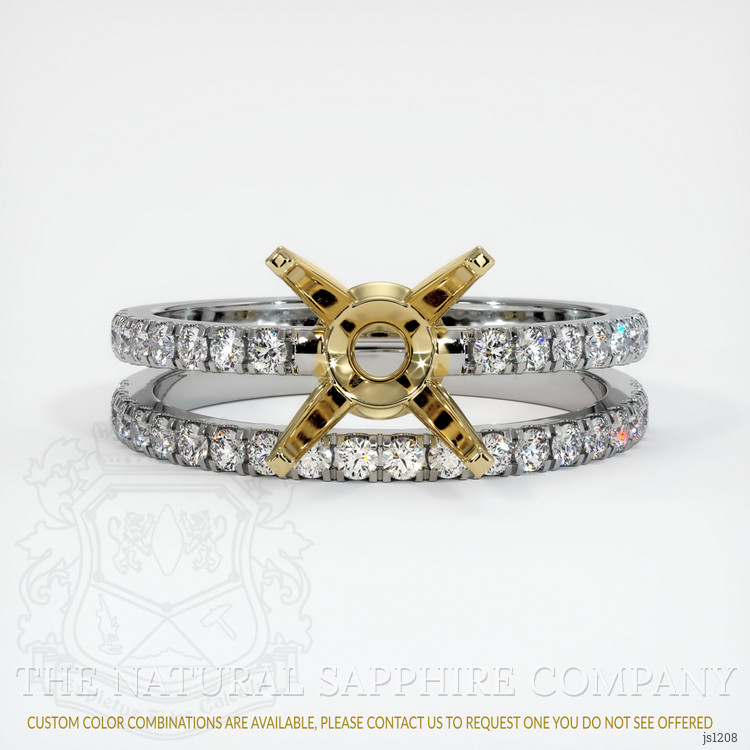 14K Yellow & White Pave Ring Setting