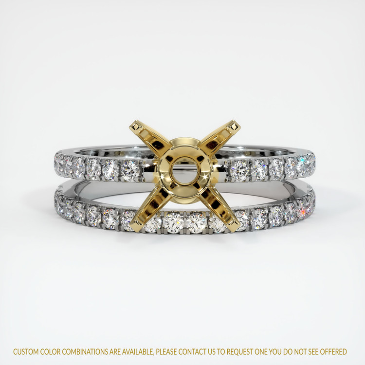 14K Yellow & White Pave Ring Setting