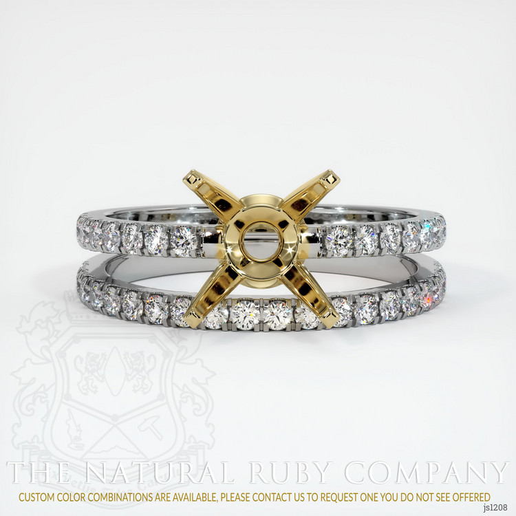14K Yellow & White Pave Ring Setting
