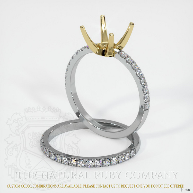 14K Yellow & White Pave Ring Setting
