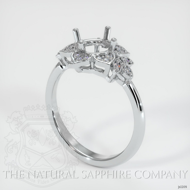 14K White Gold Accent Stones Ring Setting