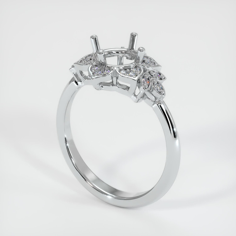 14K White Gold Accent Stones Ring Setting