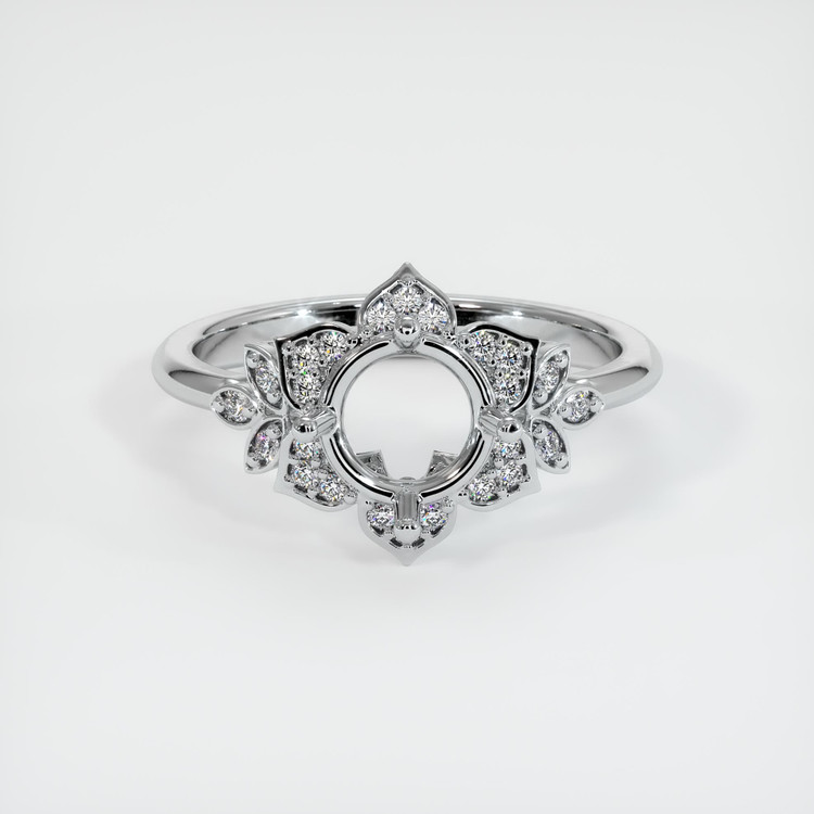 14K White Gold Accent Stones Ring Setting