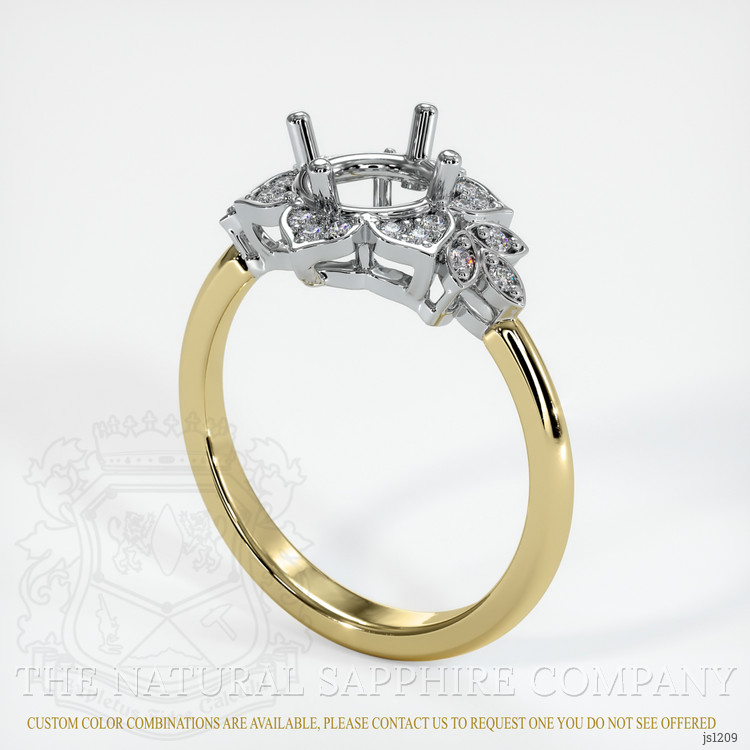 14K White & Yellow Accent Stones Ring Setting