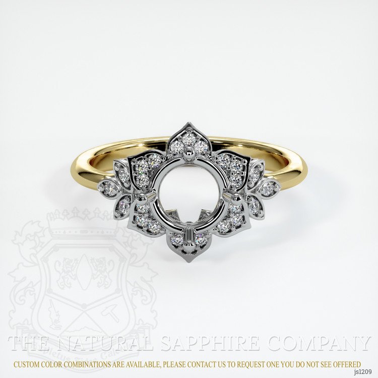 14K White & Yellow Accent Stones Ring Setting