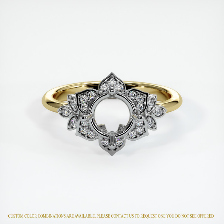 14K White & Yellow Accent Stones Ring Setting