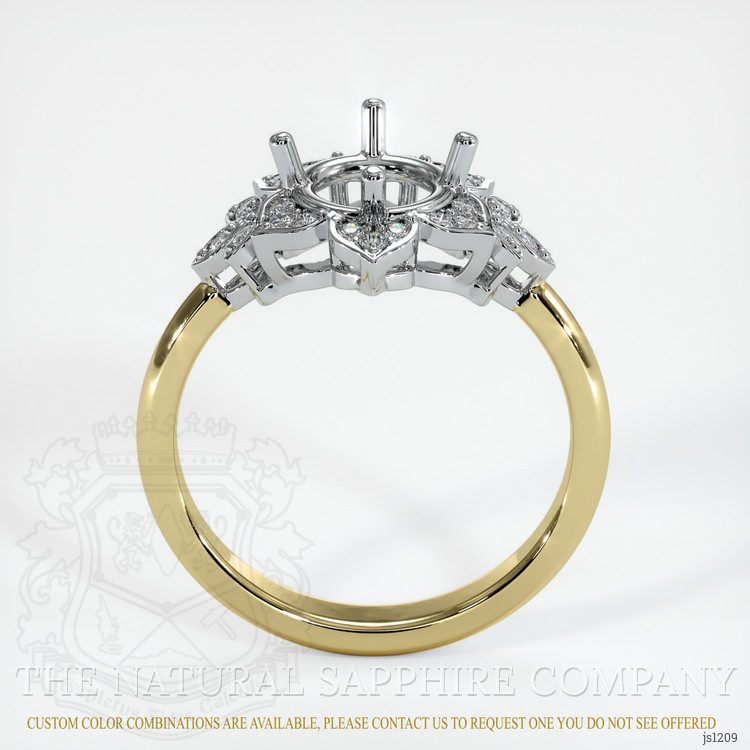 14K White & Yellow Accent Stones Ring Setting