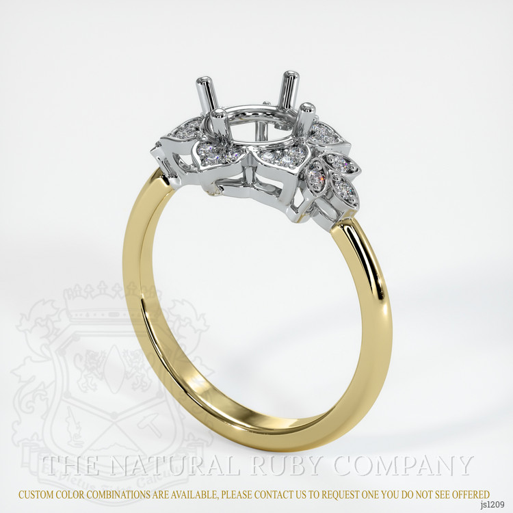 18K White & Yellow Accent Stones Ring Setting