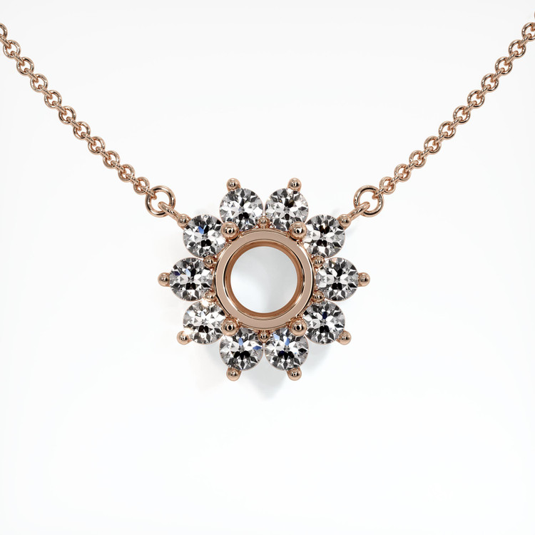 14K Rose Gold Halo Necklace Setting