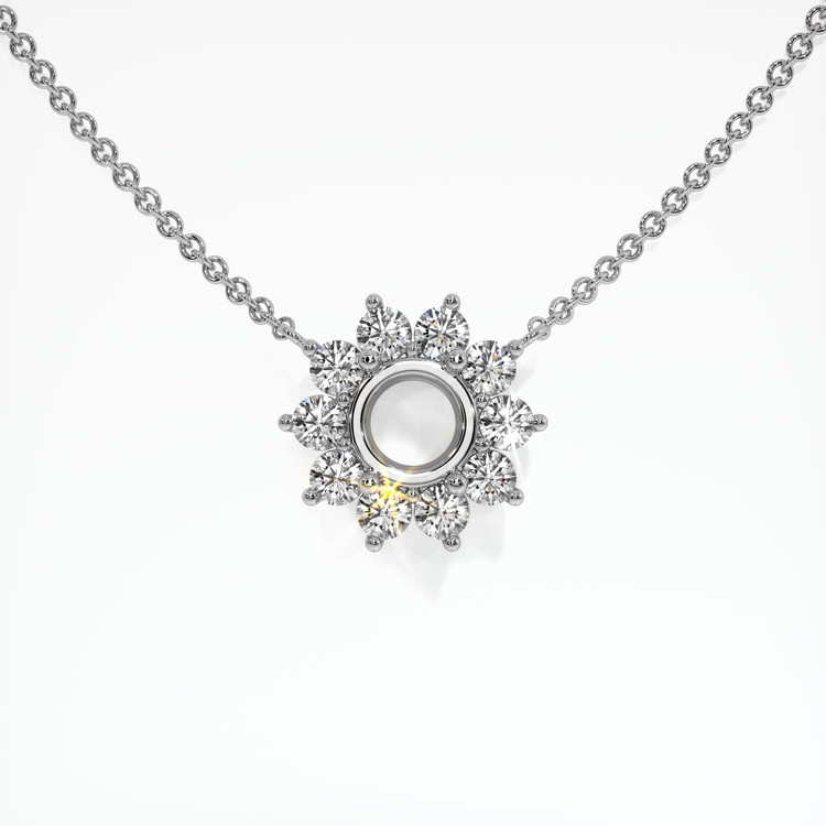 14K White Gold Halo Necklace Setting