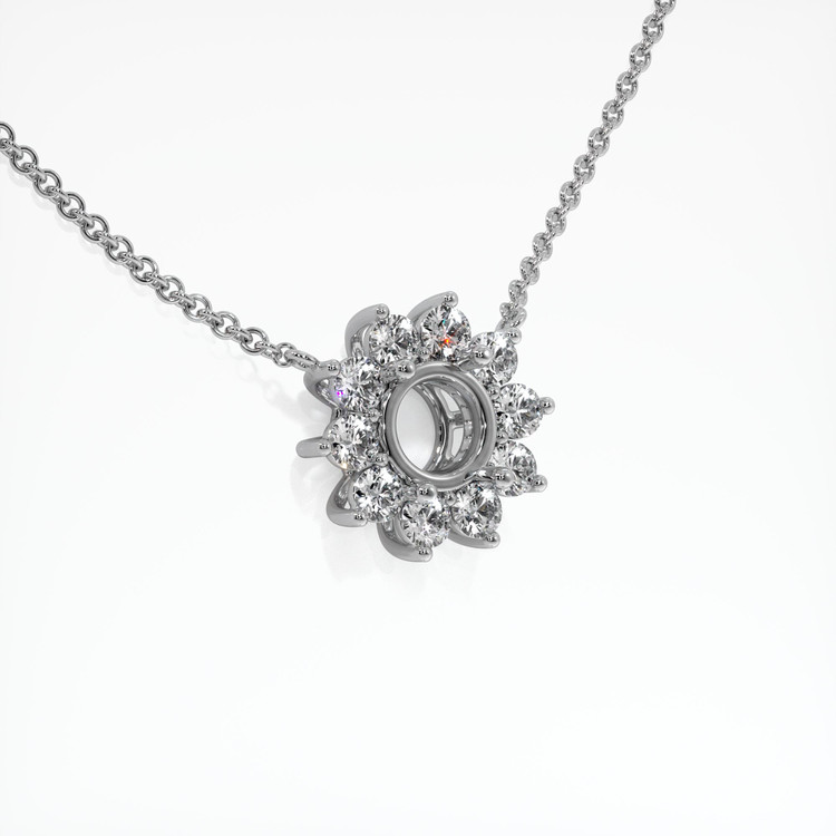14K White Gold Halo Necklace Setting
