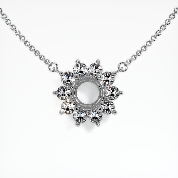 18K White Gold Halo Necklace Setting