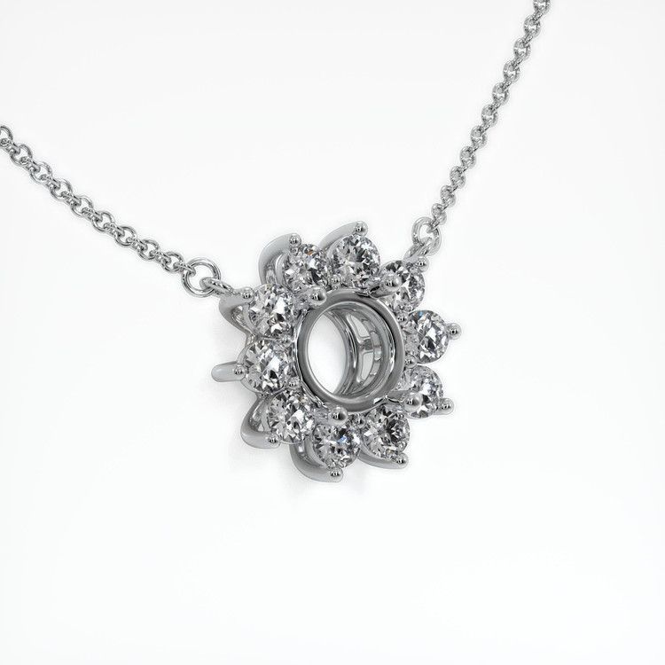 18K White Gold Halo Necklace Setting