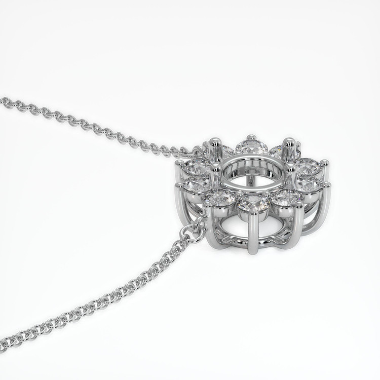 18K White Gold Halo Necklace Setting