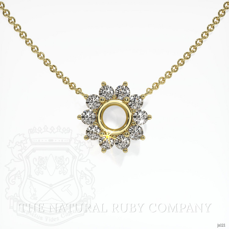 14K Yellow Gold Halo Necklace Setting