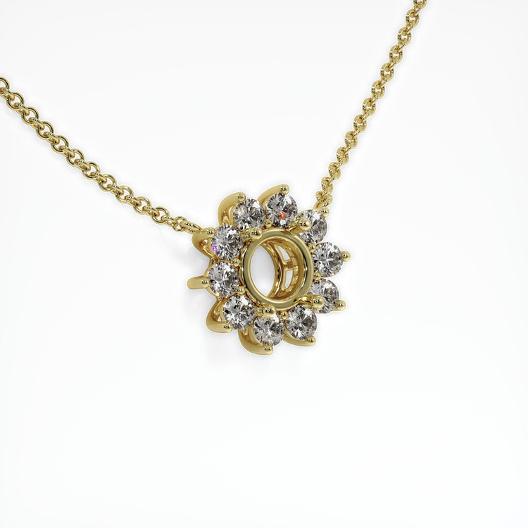 14K Yellow Gold Halo Necklace Setting