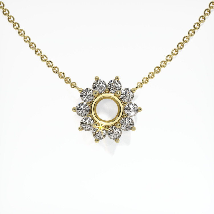 18K Yellow Gold Halo Necklace Setting