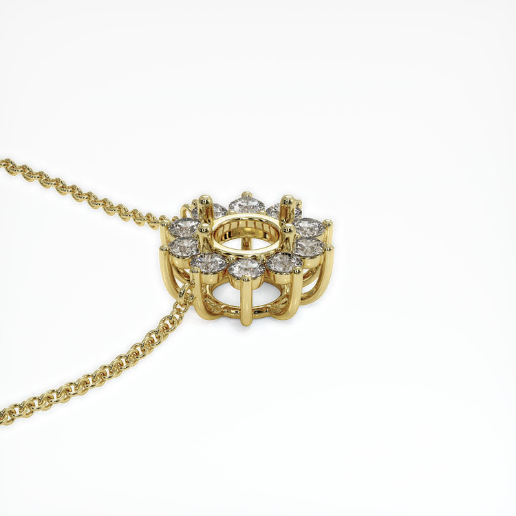 18K Yellow Gold Halo Necklace Setting