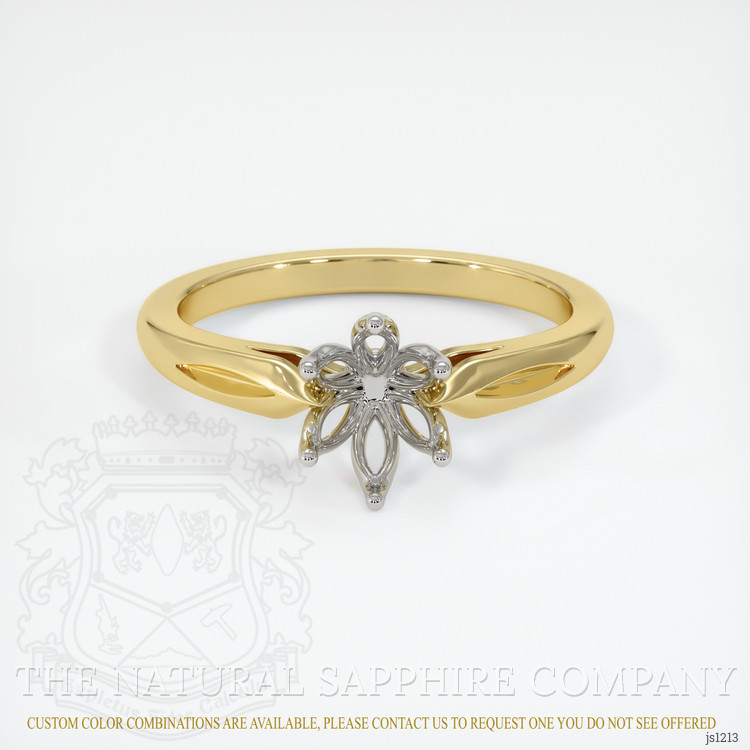 14K White & Yellow Floral Ring Setting
