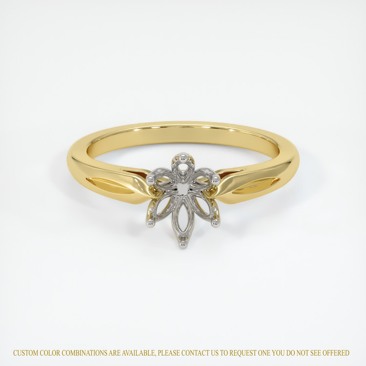 14K White & Yellow Floral Ring Setting