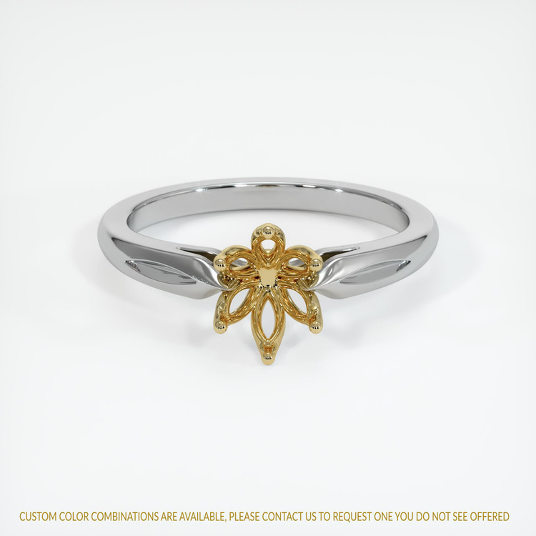14K Yellow & White Floral Ring Setting