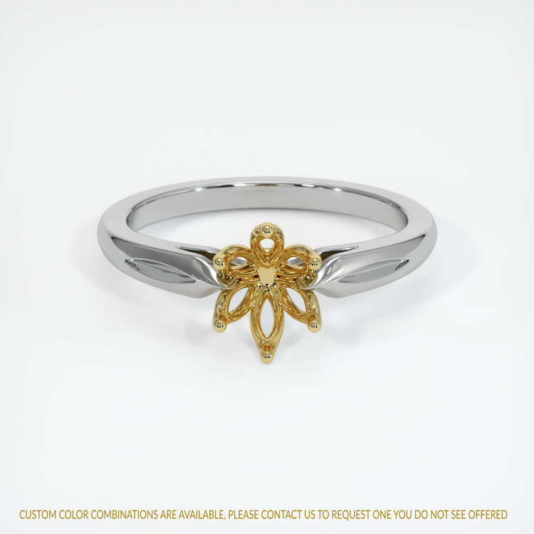 18K Yellow & White Floral Ring Setting