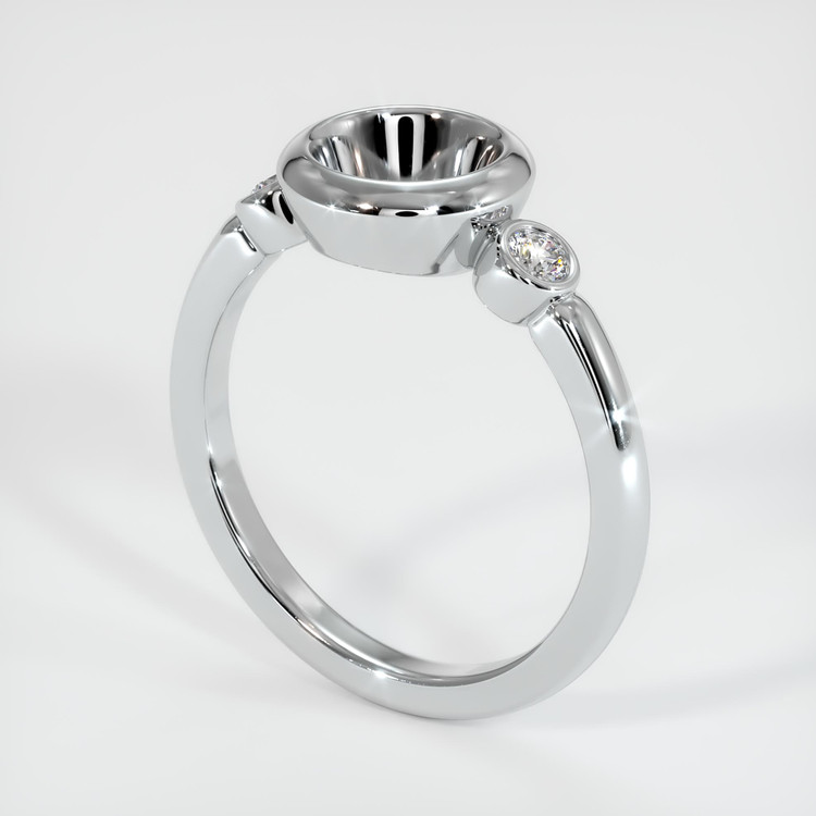 14K White Gold Three Stone Ring Setting