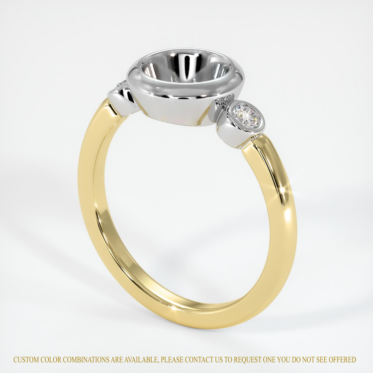 14K White & Yellow Three Stone Ring Setting