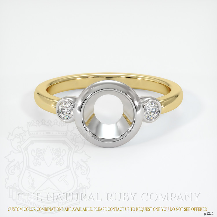 14K White & Yellow Three Stone Ring Setting